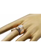 Prsteň kubický Zirkón Originálny vinobranie 14k s ružovým zlatým vintage VRC127r